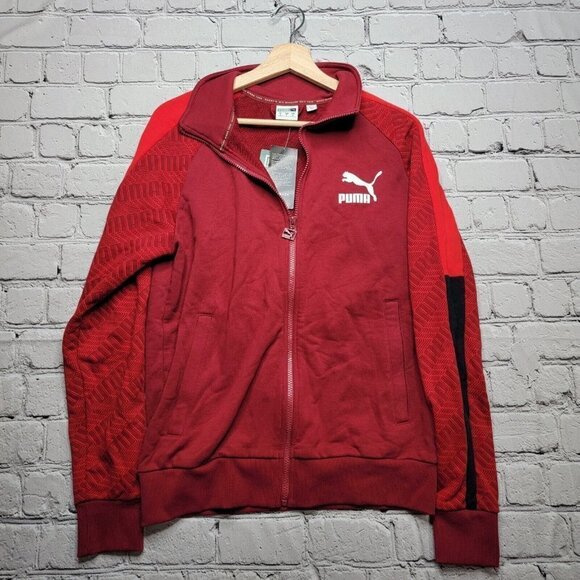 Puma T7 Track Jacket Rhubarb Repeat Logo Full Zip NWT Size S - Picture 1 of 13
